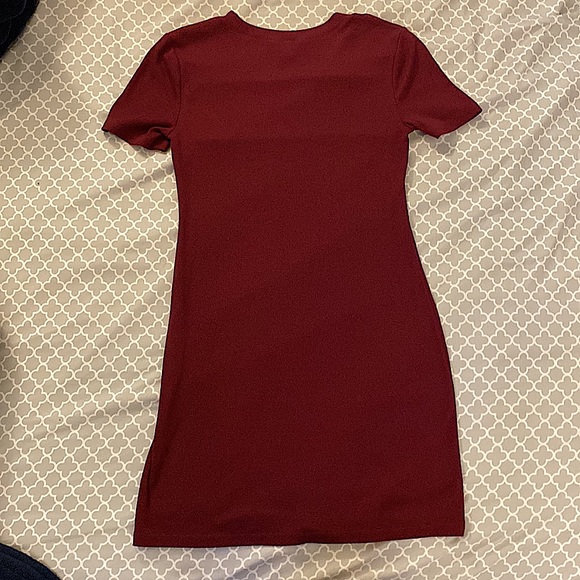 Burgundy Ribbed Dress w/ stripe - Arizona Jean Co. - Picture 2 of 3